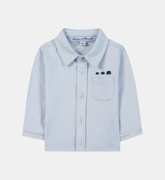 Chemise - Ciel coton col pointu broderie - Tartine Et Chocolat - Bleu ciel