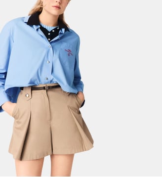 Short à plis en coton - Maje - Beige mastic