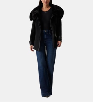 Manteau laine et Melton mélangés - Guess - Noir
