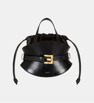 Sac Shuffle Mini en cuir de veau - Balmain - Black