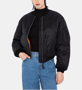 Blouson bomber coupe 90's en nylon recyclé - Schott - Noir