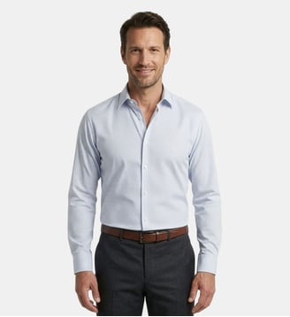 Chemise imprimée motifs géométrique ciel coupe cintrée - Atelier Privé - Ciel