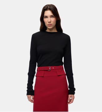 Pull en laine mérinos à épaulettes amovibles - Pinko - Limousine noire
