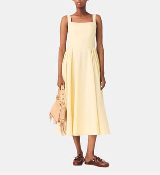 Robe midi évasée et galons strassés - Maje - Jaune pâle