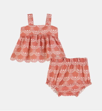 Ensemble blouse et culotte bouffante - Chloe Kids - Corail rose