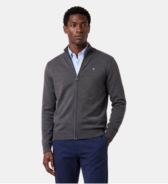 Gilet zippé Malone en maille laine - Serge Blanco - Gris chine