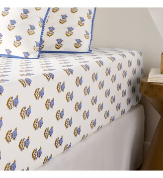 Drap-housse en coton lavé bonnet 30 cm - La Redoute Interieurs - Imprimé fond écru