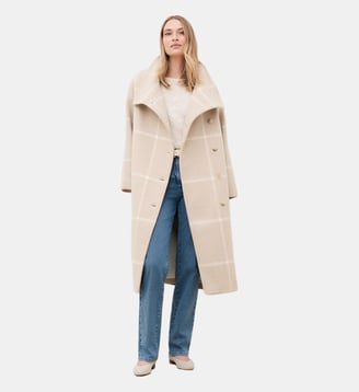Manteau gromeo check - Motif à carreaux - Laine recyclee - Caroll - Sable