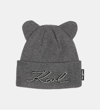Bonnet en tricot - Karl Lagerfeld Kids - Gris chiné foncé