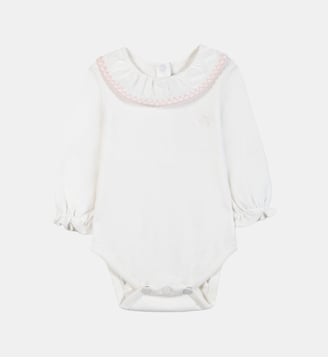 Body - Rosée coton col volanté broderie - Tartine Et Chocolat - Rose pâle