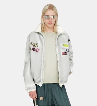 Coupe-vent avec patchs trompe-l’œil - Diesel - Gris clair
