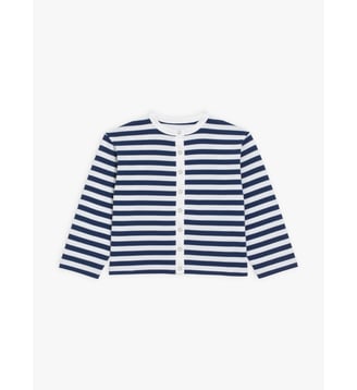 cardigan pression en jersey de coton rouge et blanc - Agnès b. - Saint malo et blanc