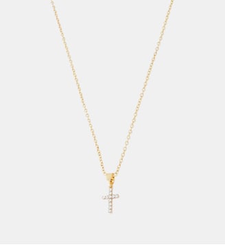 Collier pendentif croix strassée acier inoxydable - Balaboosté - Doré
