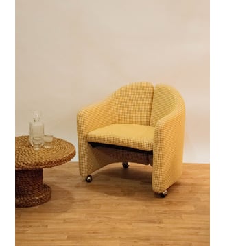 Fauteuil en tissu jaune Jakob N°587- Produit chiné - Debongout - Jaune