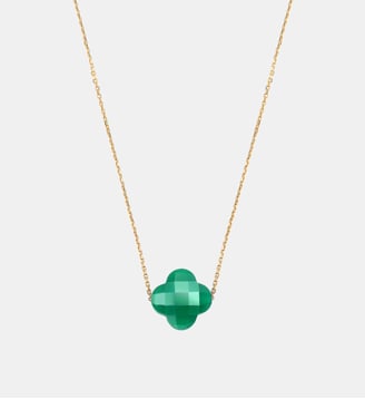 Collier, agate verte, or jaune - Morganne Bello - Or jaune