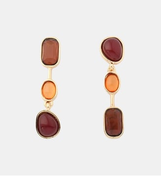 Boucles d'oreilles asymétriques à cabochons - Balaboosté - Marron