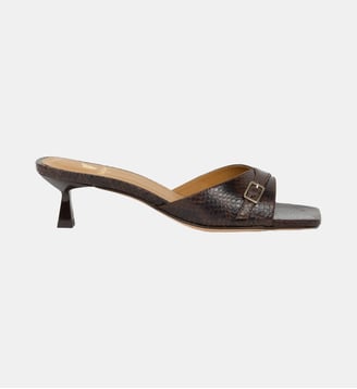 Sandales à Talon June Cuir Embossé Serpent - Bobbies - Brun cobra