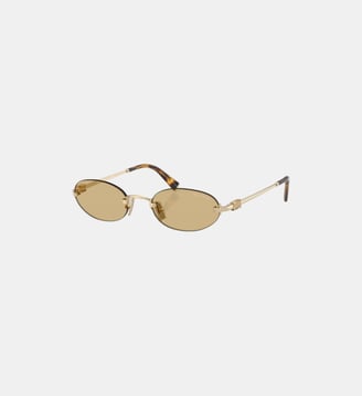 Lunettes de soleil Ovale MU A54S - Miu Miu - Or pale