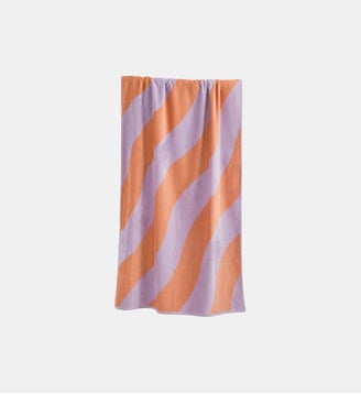 Serviette de plage éponge velours - La Redoute Interieurs - Lilas et abricot