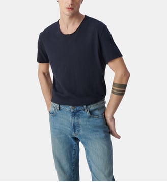 Tee-shirt col V L'Essentiel - Ikks - Bleu marine