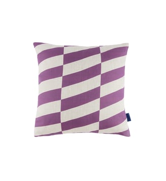 Coussin carré en lin français Stanley - Nobodinoz - Purple diagonal tiles