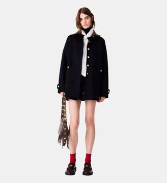 Manteau mi-long en double face Maje