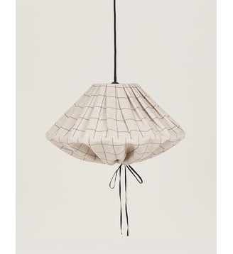 Abat-jour pour suspension en lin français diam. 50cm Yumi - Nobodinoz - Charcoal grid