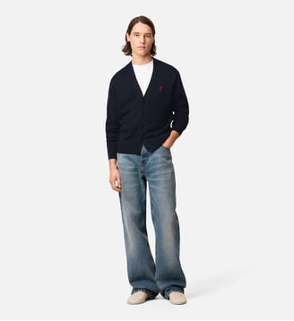 Cardigan Ami De Coeur En Laine - AMI Paris - Bleu noir