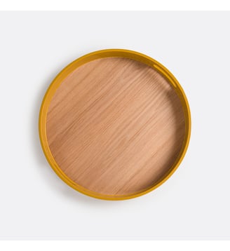 Plateau Ø 45,5 cm en placage frêne - La Redoute Interieurs - Naturel et ocre