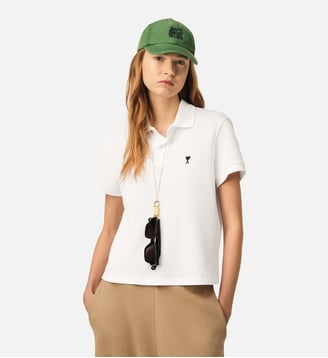 Polo en coton Ami de Coeur - AMI Paris - Blanc et noir