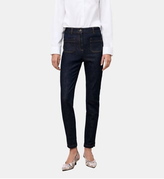Pantalon pommydenim2 - Motif uni - Coton - Coupe slim - Caroll - Bleu denim