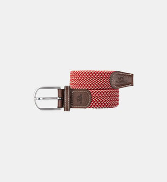 Ceinture tressée élastique London - Billybelt - Rouge et blanc