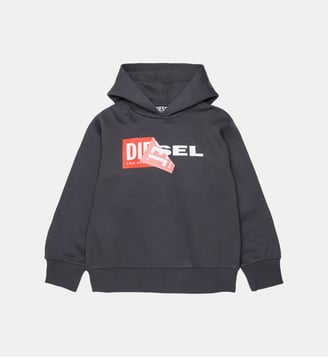 Sweat à capuche avec logo - Diesel Kids - Gris moyen