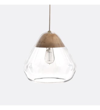 Suspension verre et frêne Ø30 cm - La Redoute Interieurs - Naturel