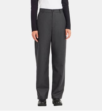 pantalon droit en laine - Agnès b. - Chiné gris foncé