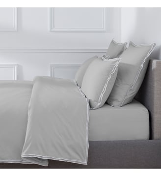 Housse De Couette Pure White Percale Lavée   Finition - Drouault - Light grey et white