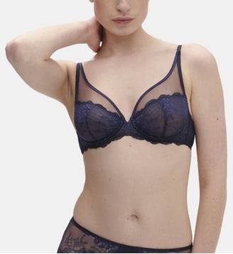 Soutien-gorge avec armatures décolleté plongeant - Bleu Cosmic - Simone Pérèle - Bleu