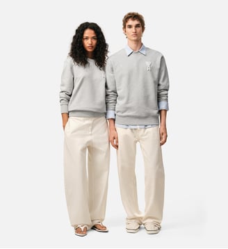Sweatshirt Ami De Coeur Crochet unisexe en Coton - AMI Paris - Gris cend chine et blanc cr