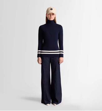 Pull judith col roulé coupe ajustée - Fusalp - Bleu foncé