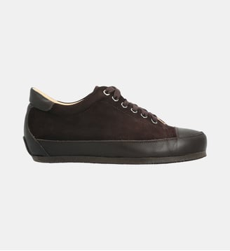 Basket rotonda - cuir velours - Manfield - Marron
