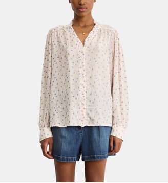 Chemise à volants et jacquard - CHAIMA - Pablo - Nude