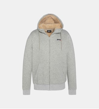 Sweatshirt zippé à capuche - Schott - Gris chine