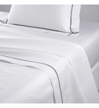 Drap plat en percale de coton - Yves Delorme - Bleu