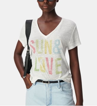 Tee-shirt col V message - Ikks - Off white