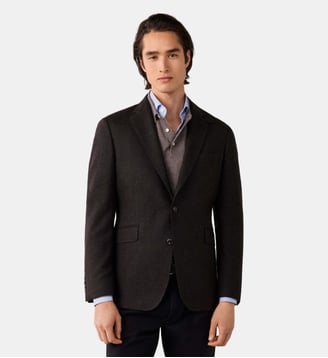 Blazer En Laine Mélangée À Chevrons - Hackett London - Ebony brown