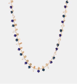Collier doré perles à facettes bleues - Balaboosté - Bleu