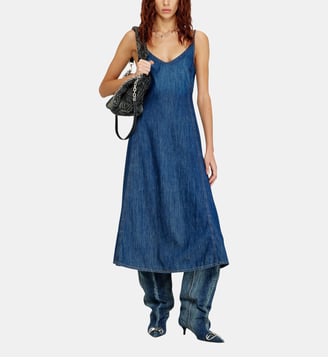 Robe midi en denim délavé propre - Diesel - Bleu