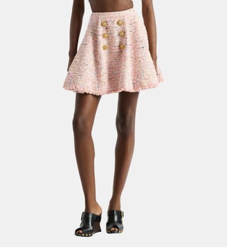 Jupe patineuse en tweed - Balmain - Rose