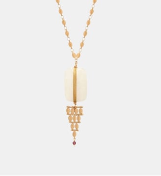 Collier pendentif ajustable   - Babylone - Satellite - Cristal blanc