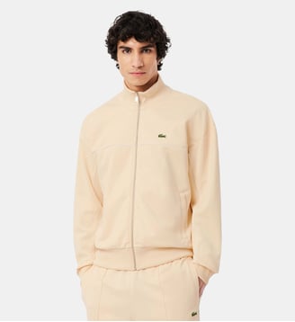 Sweatshirt zippé Piqué liserés - Lacoste - Beige